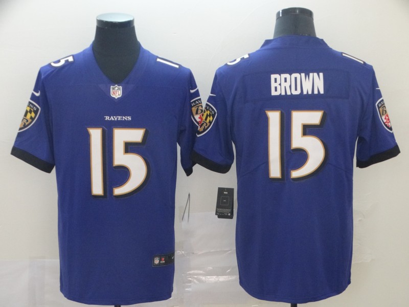 Men's Baltimore Ravens Marquise Brown #15 Purple Jersey